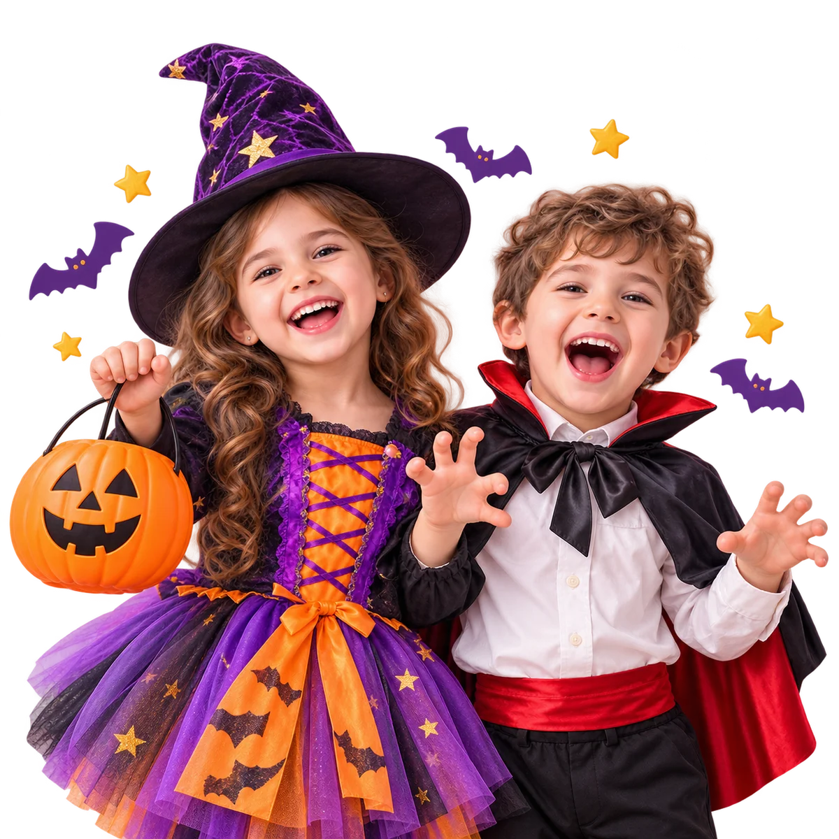 Niños con disfraces celebrando Halloween