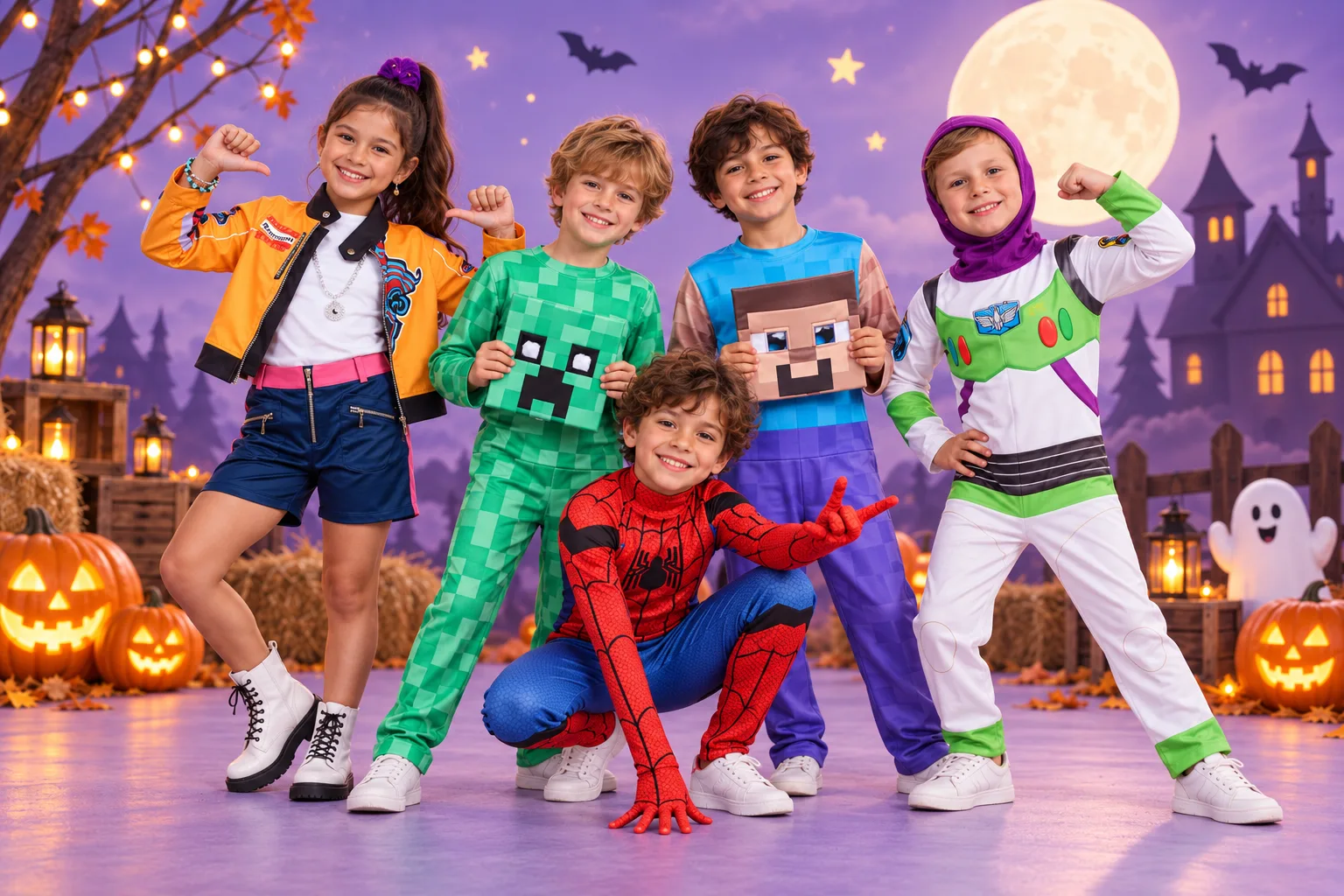 Niños con disfraces de Halloween de La Mirilla Kids