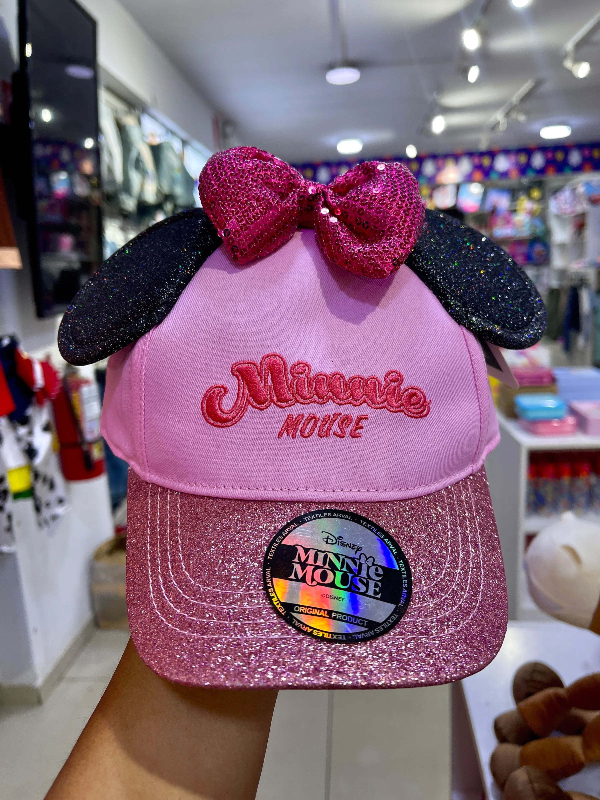 Gorra para sol Minnie Mouse rosada con visera