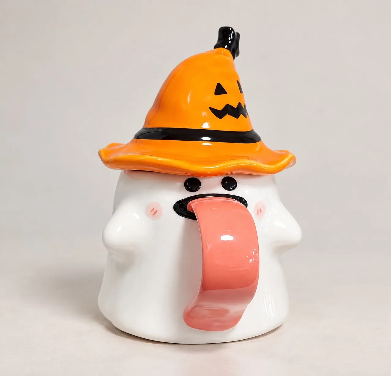 Taza de cerámica fantasma con sombrero de bruja Halloween