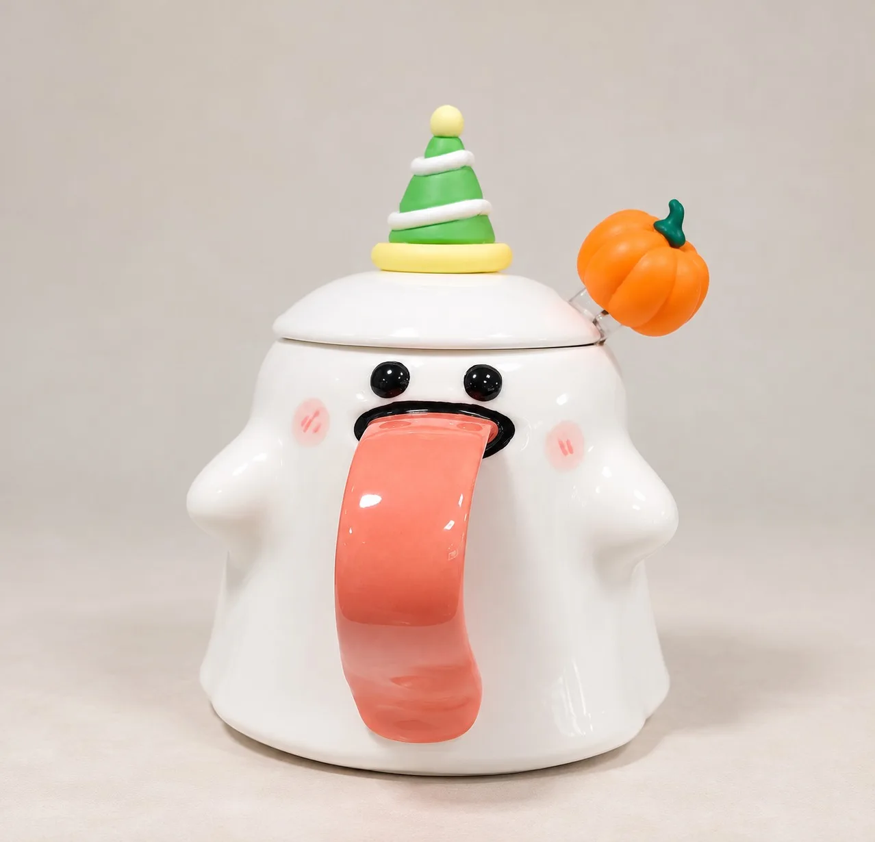 Taza de cerámica fantasma de Halloween con tapa