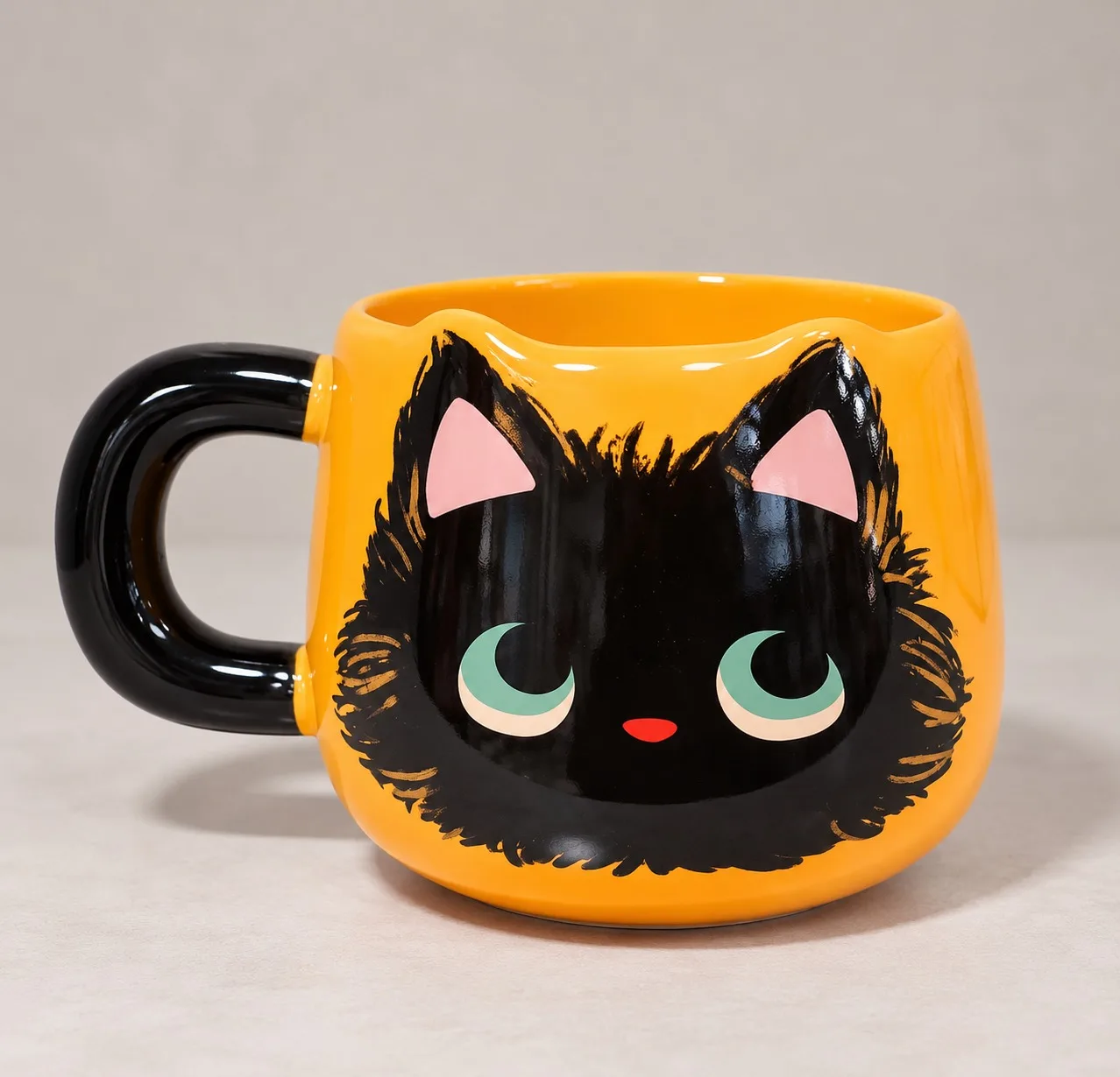 Taza de cerámica gato negro de Halloween