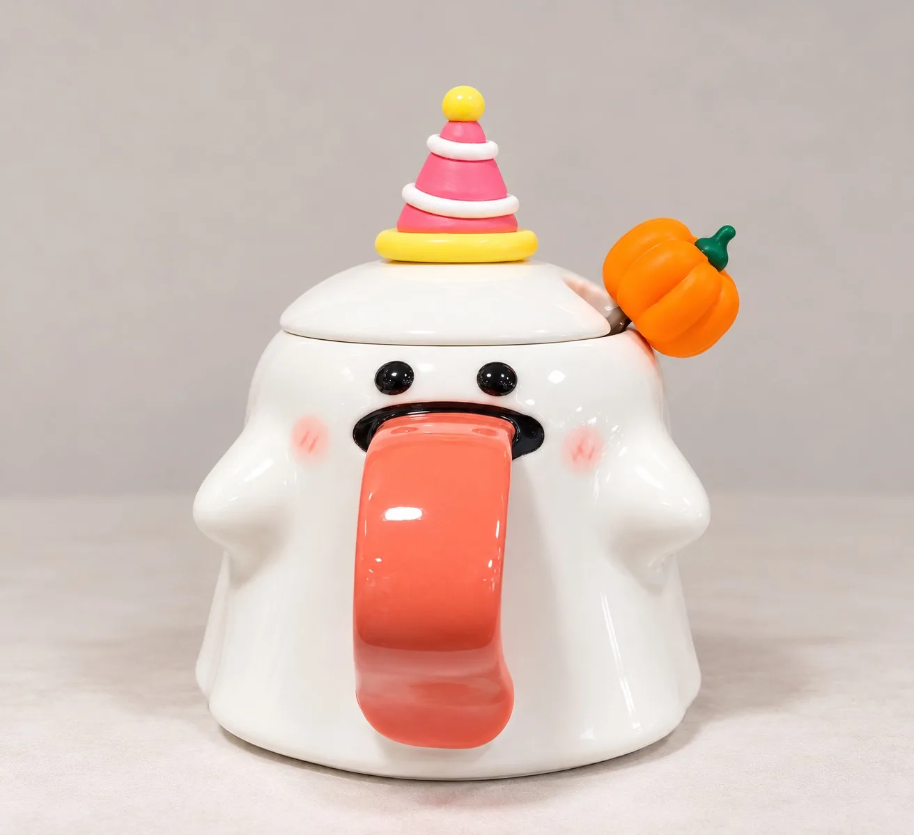 Taza decorativa de Halloween Fantasma con tapa
