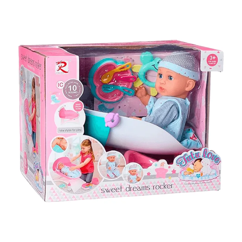 Bebé Tutu Love con Silla Mecedora Dulces Sueños Celeste