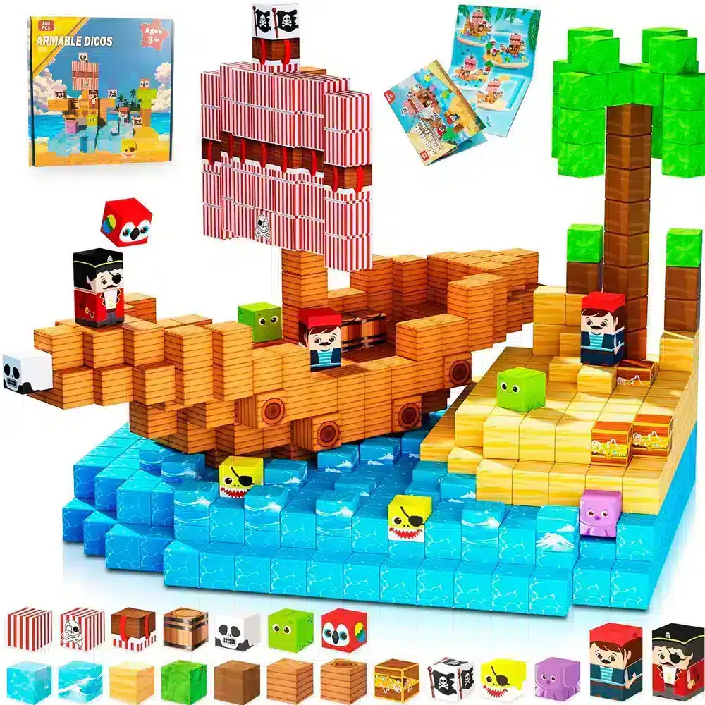 Bloque Magnético Mundo Pirata Estilo Minecraft 100 Piezas en Juguetería | La Mirilla Kids