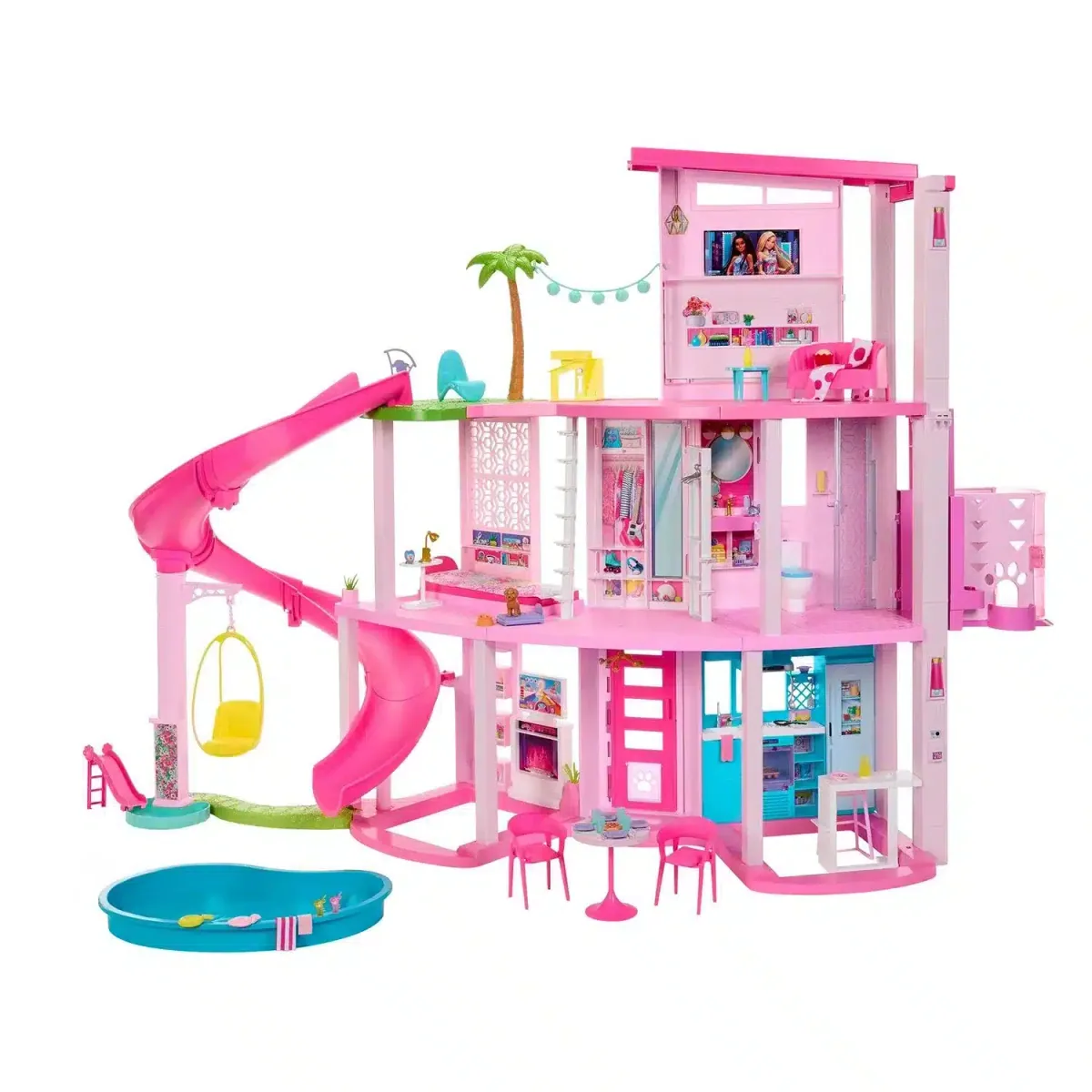 Casa de los Sueños Barbie de 3 Pisos con Piscina y Tobogán