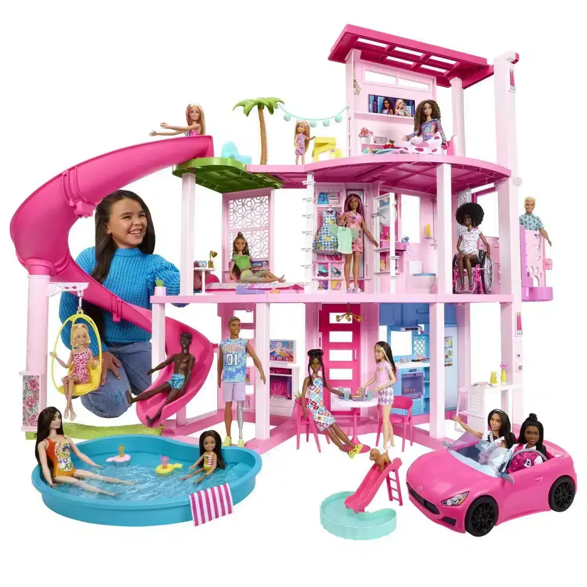 Casa de los Sueños Barbie de 3 Pisos con Piscina y Tobogán