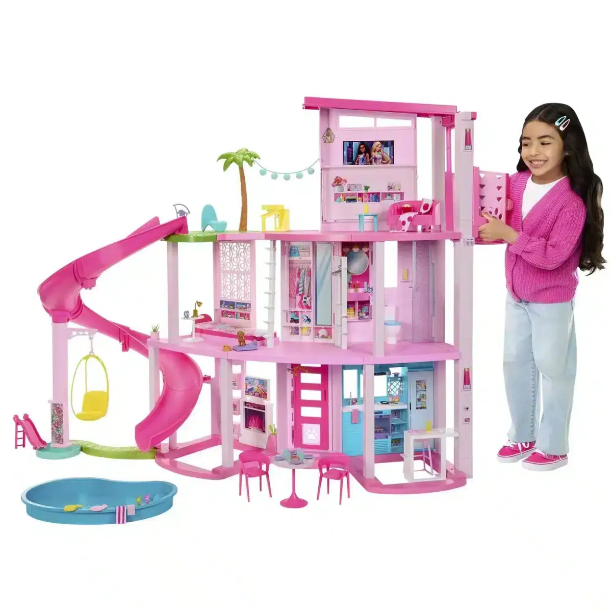 Casa de los Sueños Barbie de 3 Pisos con Piscina y Tobogán