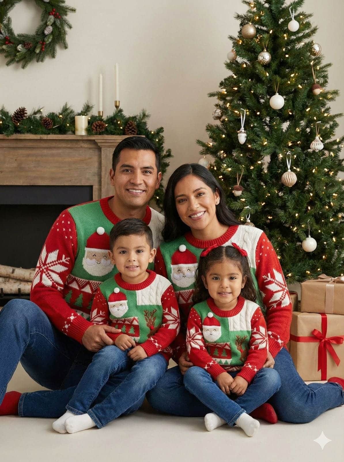 Chompa Navideña Familiar Papá Noel y Renito – para Niños y Adultos