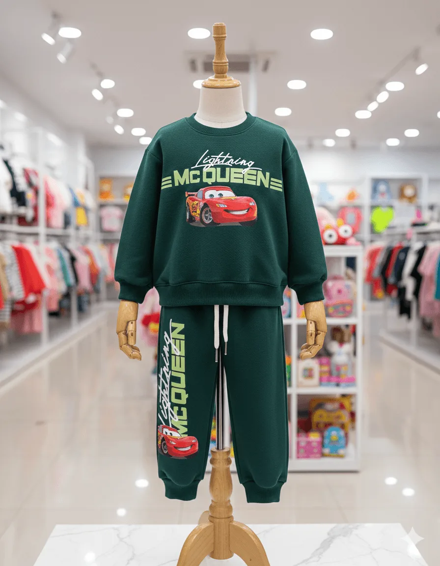 Conjunto Buzo Rayo Mcqueen Verde Niño – Algodón Perchado Cálido