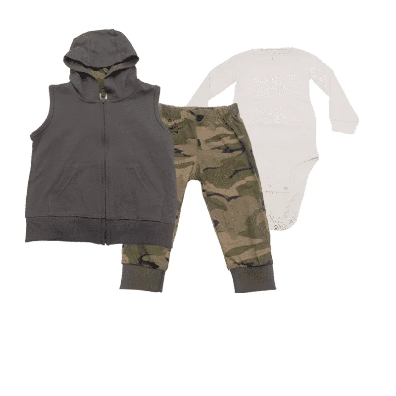 Conjunto de 3 Piezas Bebé Chaleco Camuflado