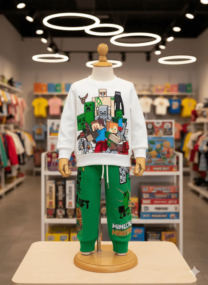 Conjunto Minecraft para Niños Blanco con Verde