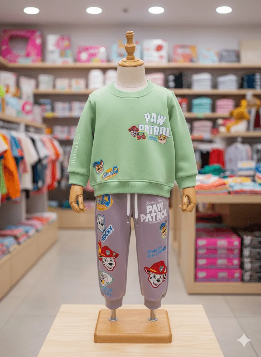 Conjunto Paw Patrol para Niños Color Verde con Morado