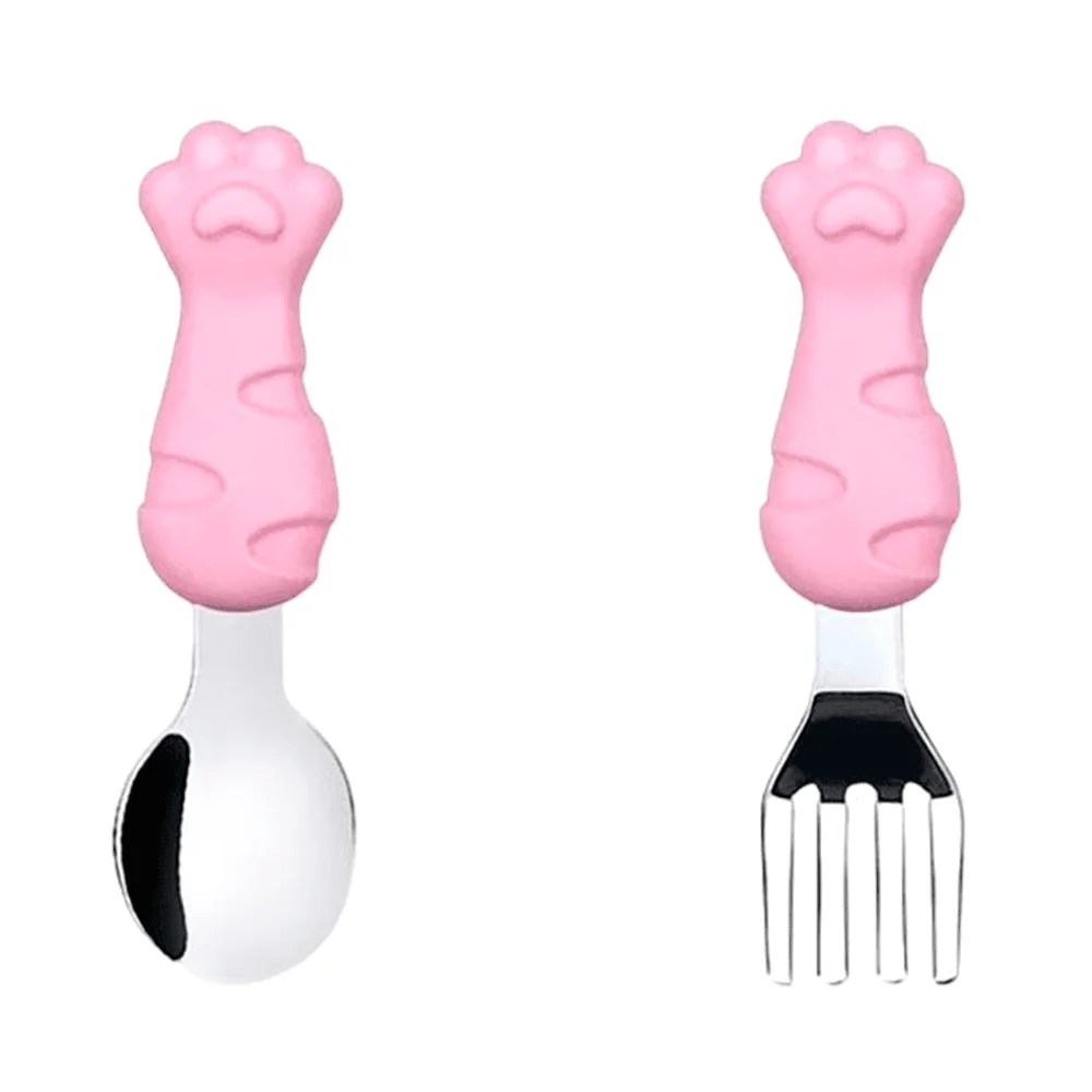 Cubiertos de Silicona Gato Rosado