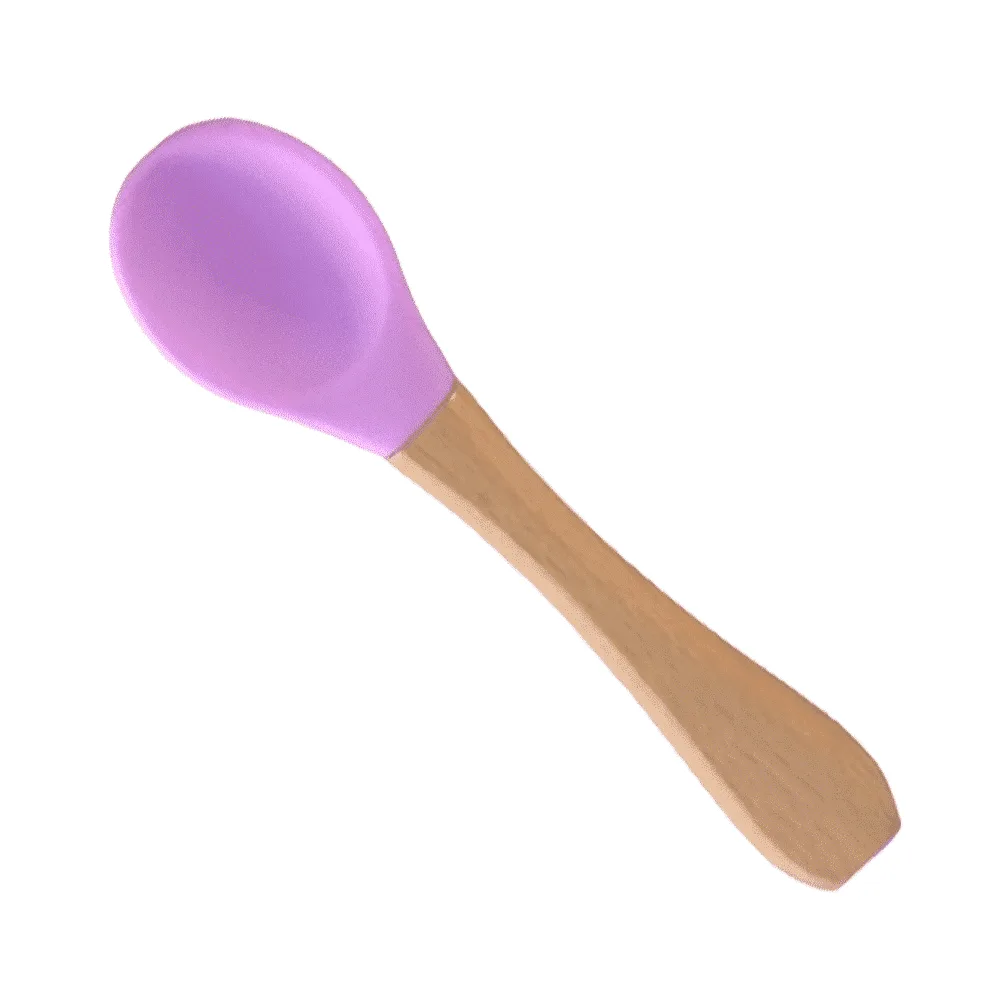 Cuchara de Silicona y Bambú Lila