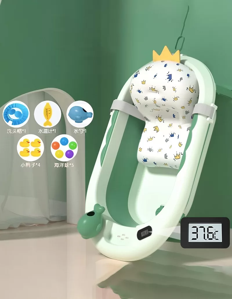 Kit Completo de Tina Bañera Plegable para Bebés Verde