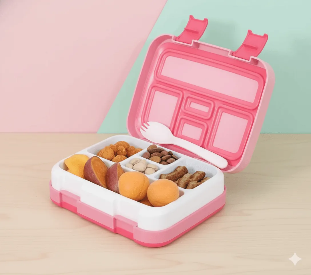 Lunch Box Bento 5 Divisiones Rosado para Niños | la Mirilla Kids
