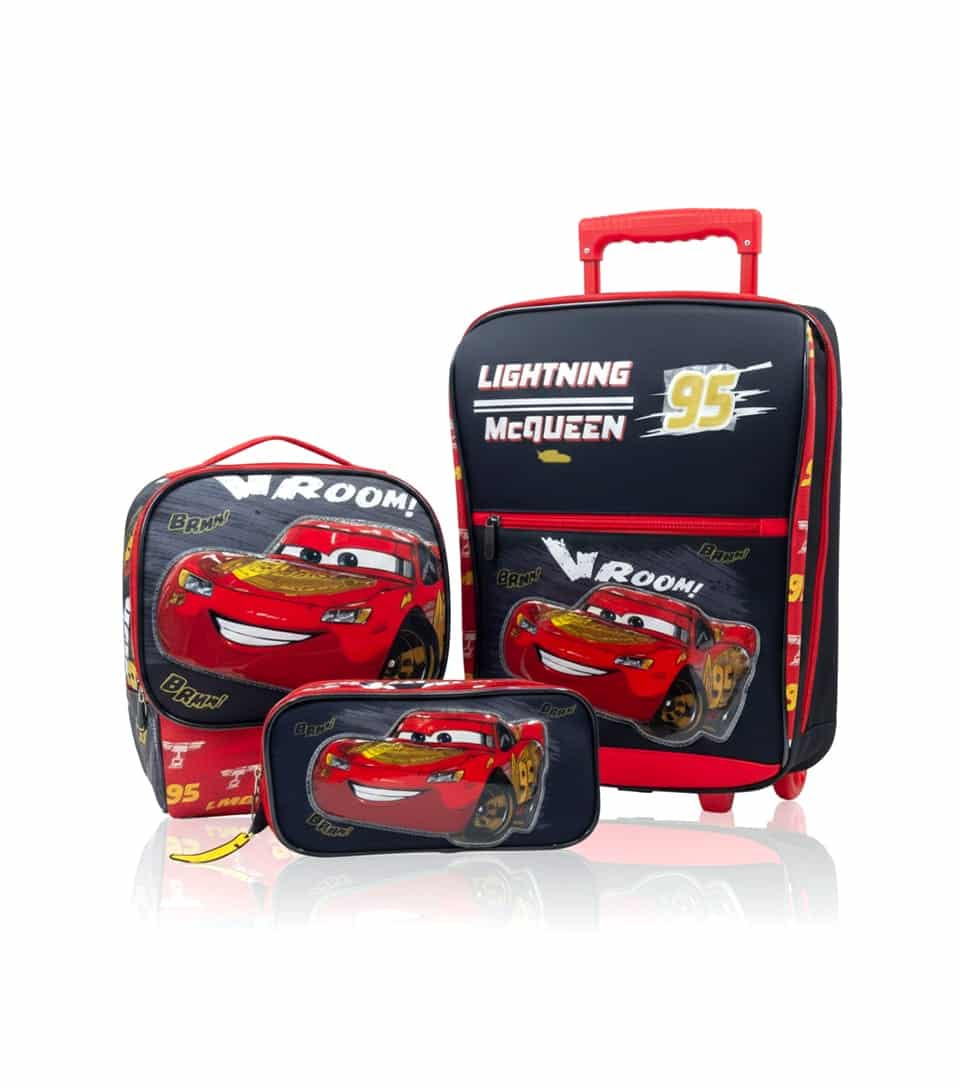 Maleta de Cars Rayo Mcqueen Original: Pack Premium 3 en 1 con Ruedas