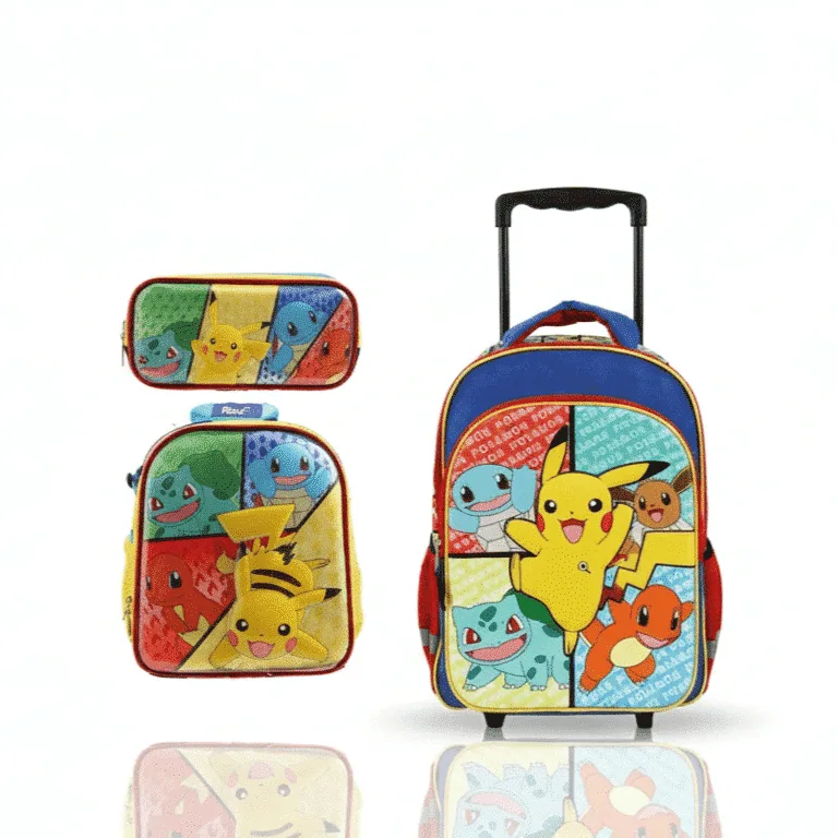 Maleta de Pokémon Original: Pack Premium 3 en 1 con Ruedas, Lonchera y Cartuchera