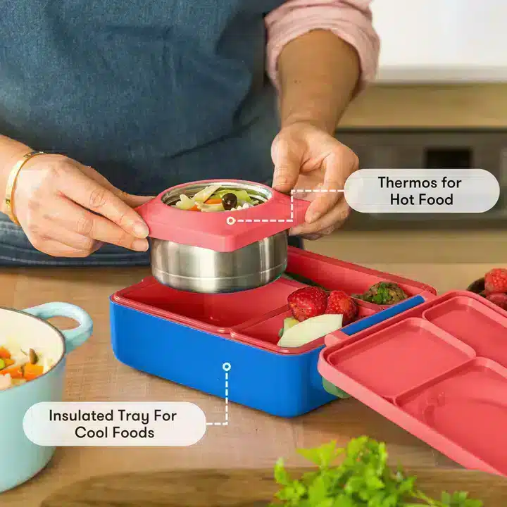 OmieBox – Lonchera Térmica Bento para Niños (Comida Fría y Caliente) – Azul/Rojo en Loncheras - foto 4 | La Mirilla Kids