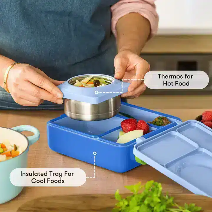 OmieBox – Lonchera Térmica Bento para Niños (Comida Fría y Caliente) – Celeste/Azul en Loncheras - foto 4 | La…