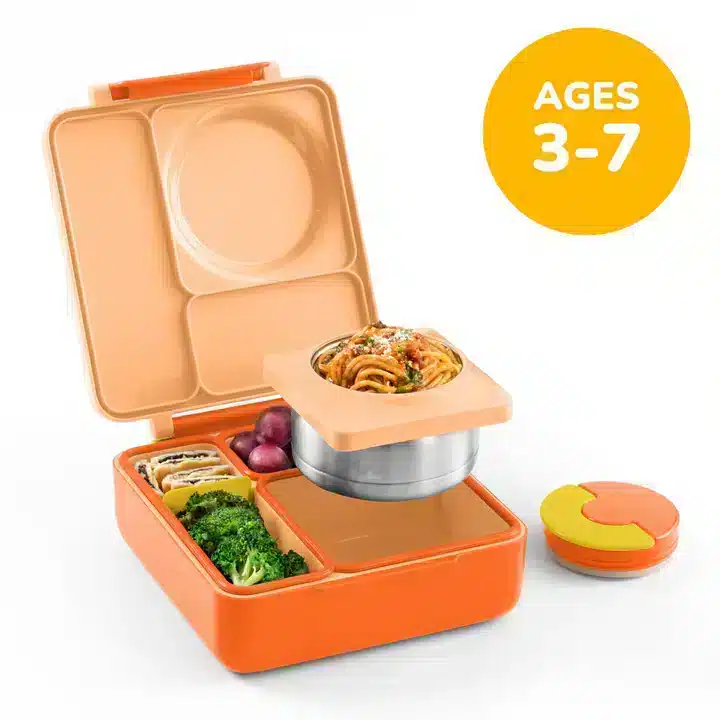 OmieBox Lonchera Térmica Bento para Niños – Melón / Anaranjado