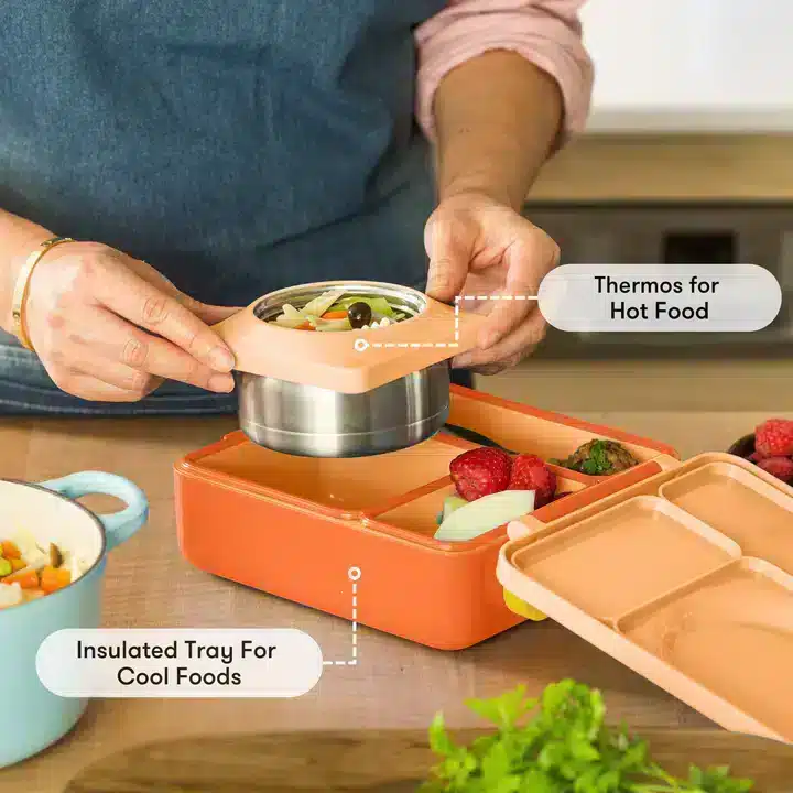 OmieBox Lonchera Térmica Bento para Niños – Melón / Anaranjado en Loncheras - foto 4 | La Mirilla Kids