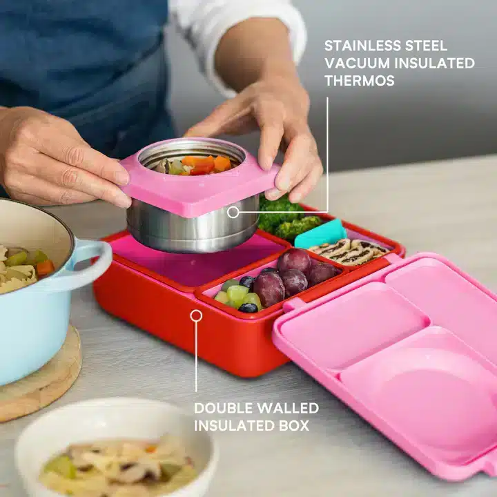 OmieBox Rosada – Lonchera térmica y compartimentos bento en Loncheras - foto 4 | La Mirilla Kids