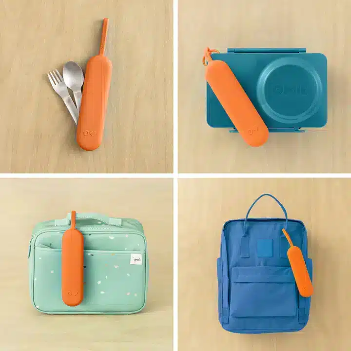 OmieBox UP Pod Set de Cubiertos de Acero Inoxidable – Anaranjado en Accesorios de lonchera - foto 5 | La Mirilla Kids