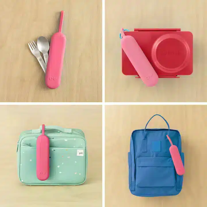 OmieBox UP Pod Set de Cubiertos de Acero Inoxidable – Rosado en Accesorios de lonchera - foto 5 | La Mirilla Kids