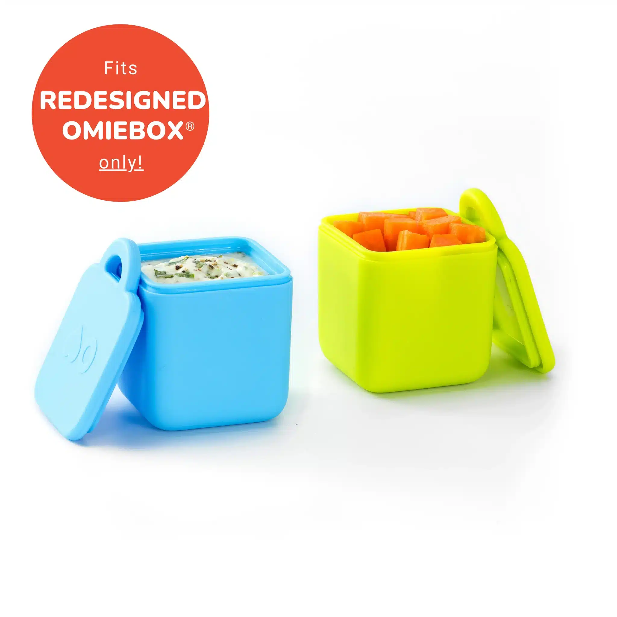 OmieDip Set de 2 Contenedores para Salsas y Snacks – Celeste/verde