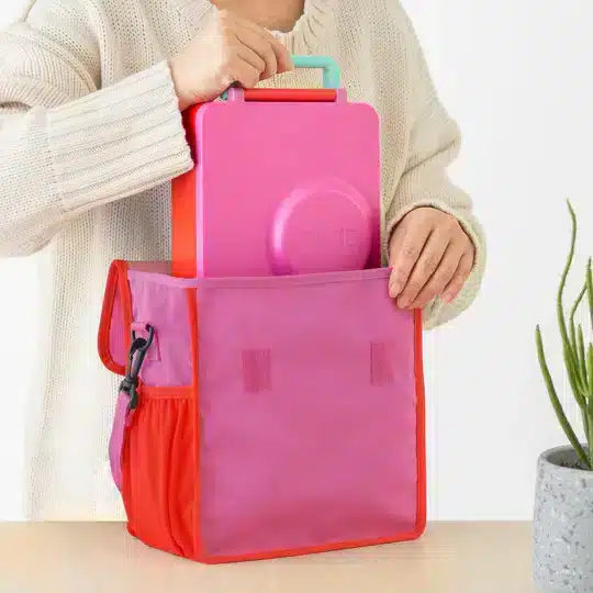 OmieTote Lonchera de Tela Plegable y Lavable – Rosado en Mochilas escolares | La Mirilla Kids
