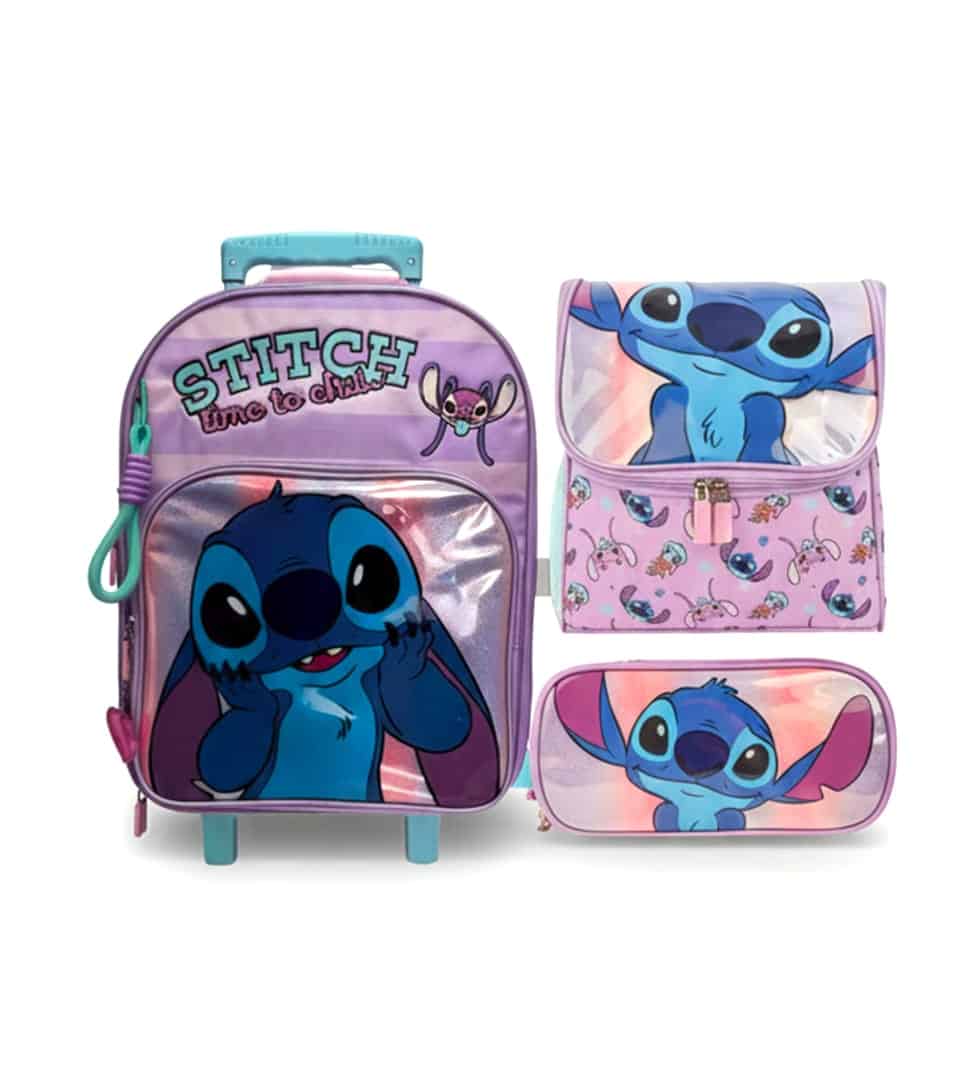 Pack de Maleta Escolar Stitch Tornasolada: Kit Premium 3 en 1 con Brillo Iridiscente