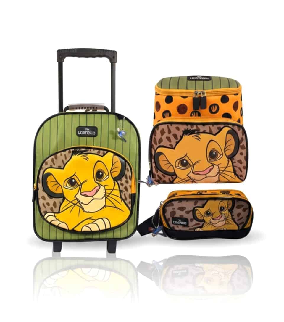 Pack de Maleta Premium El Rey León: Colección Escolar Simba 3 en 1 con Ruedas