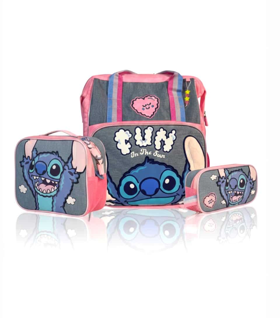 Pack de Mochila Premium Stitch: Mochila de Espalda, Lonchera y Cartuchera