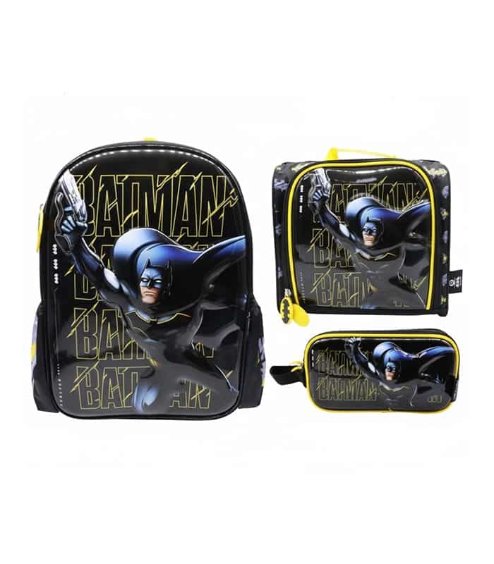 Pack Escolar Mochila Lonchera y Cartuchera Batman Premium – 3 Piezas