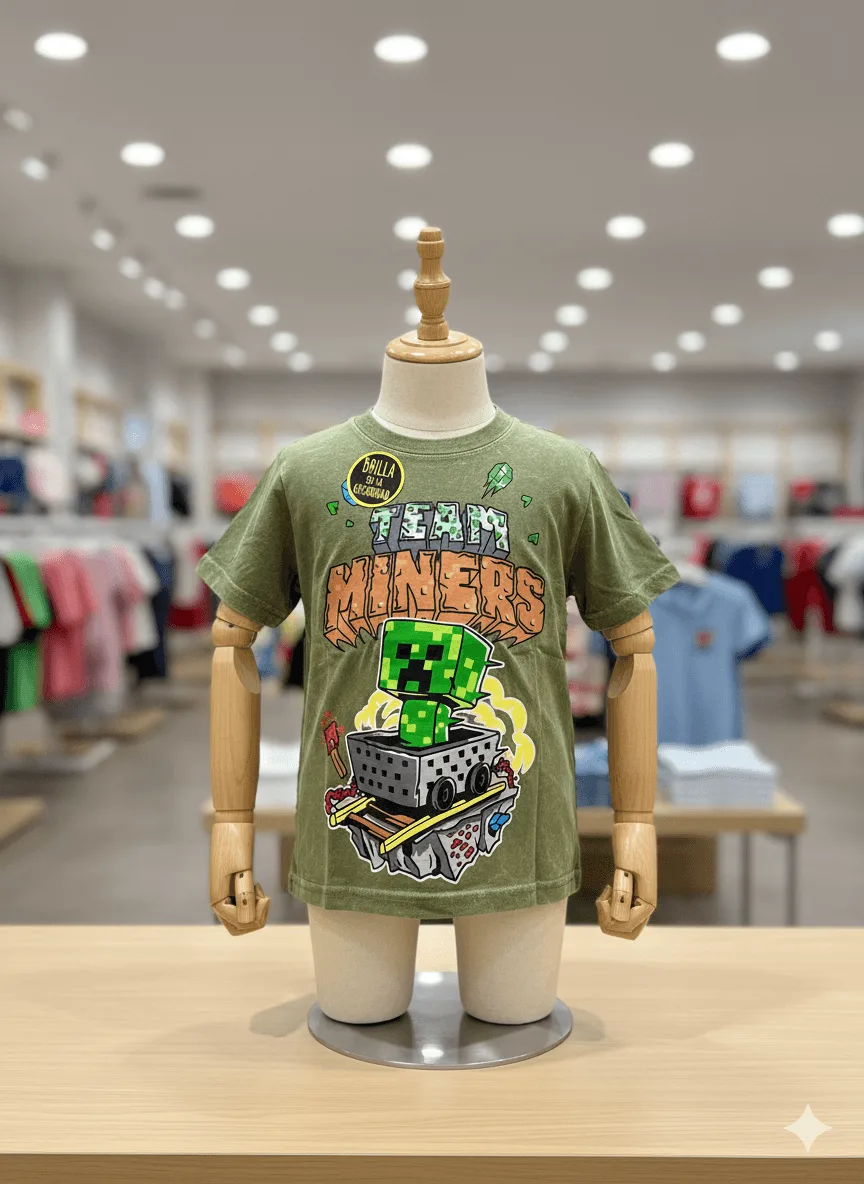 Polo Minecraft para Niños – Color Verde Creeper