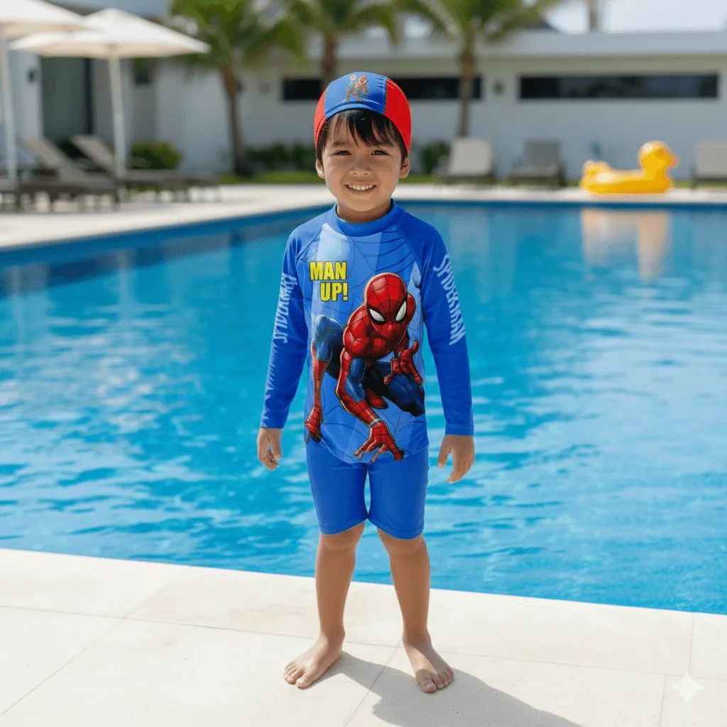 Ropa de Baño Enterizo de Spiderman para Niños – Protección Uv50+