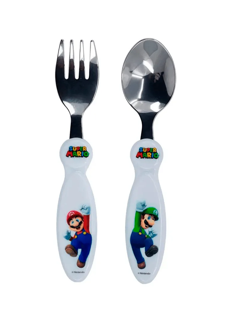 Set de Cubiertos Metálicos Mario Bros en Accesorios de lonchera | La Mirilla Kids