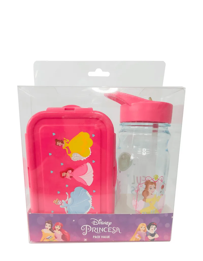 Set Escolar Botella 500 ml + Taper 600 ml Princesas