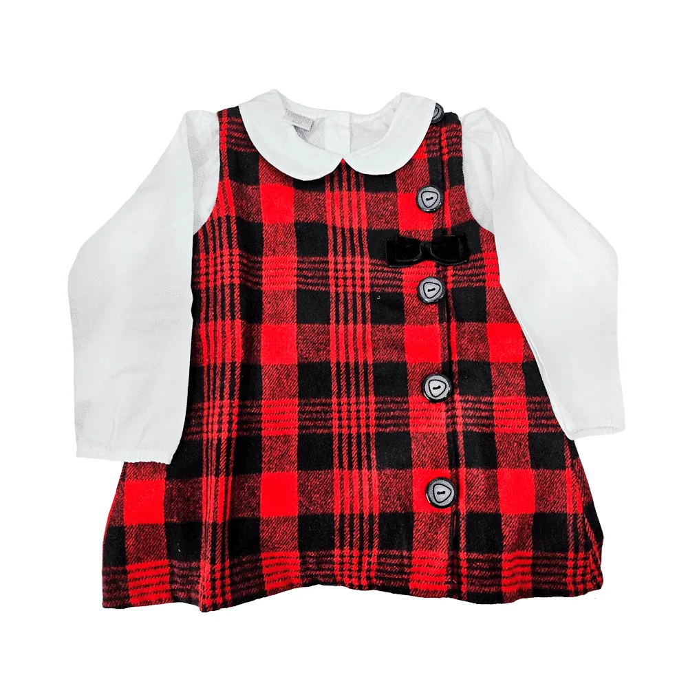 Vestido Rojo a Cuadros con Blusa en Ropa Infantil | La Mirilla Kids