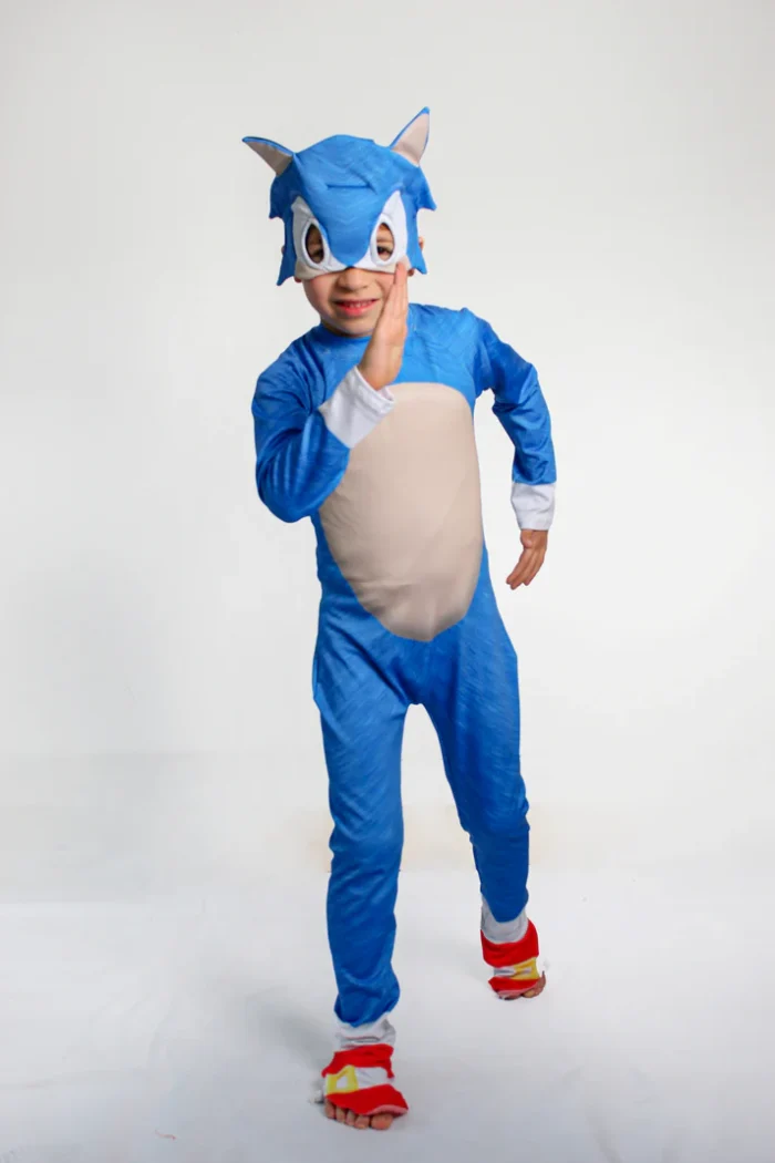 Disfraz Sonic para niños azul con gorro y orejas Disfraz Sonic para niños azul con gorro y orejas