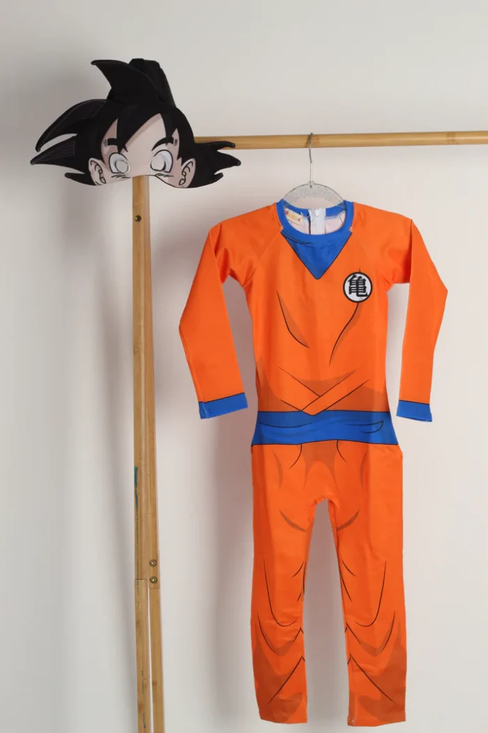 Disfraz Goku para niños naranja con detalles azules