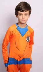 Disfraz Goku para niños naranja con detalles azules