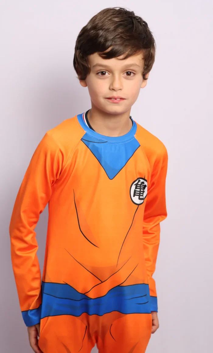 Disfraz Goku para niños naranja con detalles azules