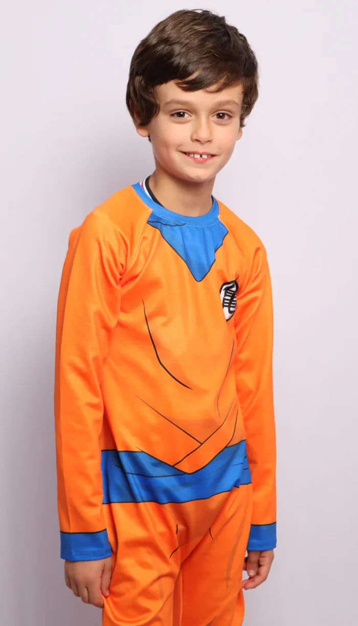 Disfraz Goku para niños naranja con detalles azules