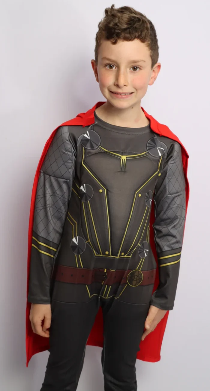 Disfraz Thor para niños con músculos y capa roja