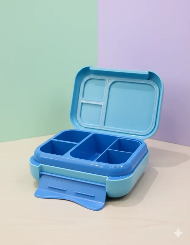 Bento box antiderrame azul con compartimentos amplios para niños La Mirilla Kids