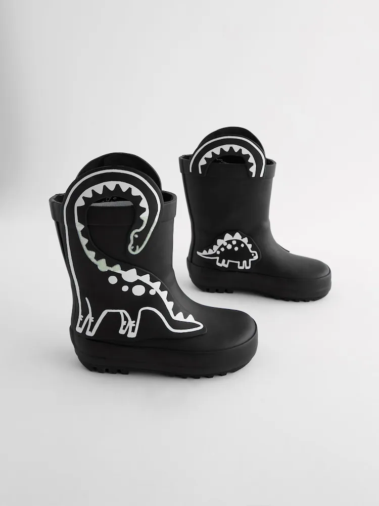 175114s.webp Botas con Asa Dinosaurio Negro – Brilla en la Oscuridad - Imagen 1