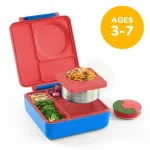 OmieBox - Lonchera Térmica Bento para Niños (Comida Fría y Caliente) - Azul/Rojo